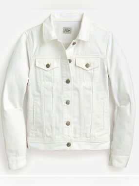 J.Crew White Denim Jacket Size S - Classic Cotton Trucker Jean Jacket NWOT